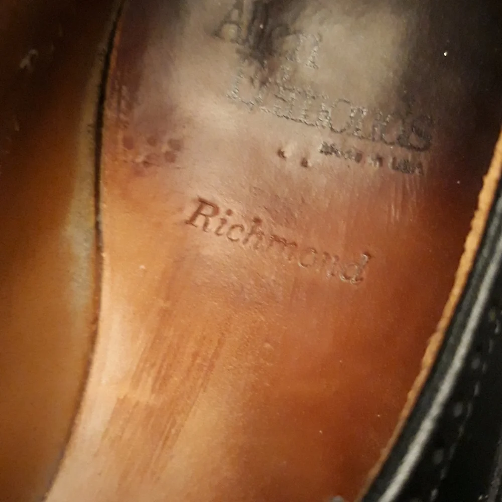 ALLEN EDMONDS Black Leather Richmond Sz 11 D Long Wing Tip Oxfords Mens‎ Shoes